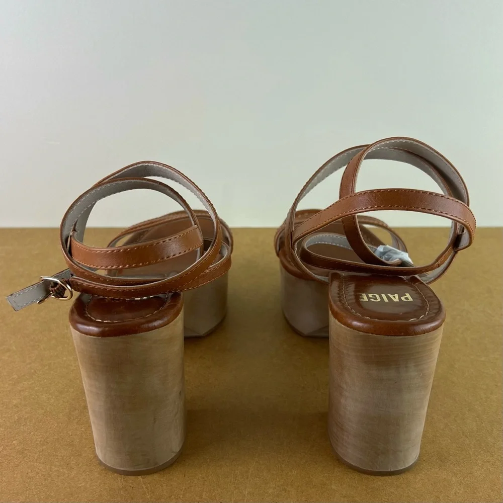 NEW PAIGE BROWN LEATHER CLOG SANDALS - Picture 5 of 12